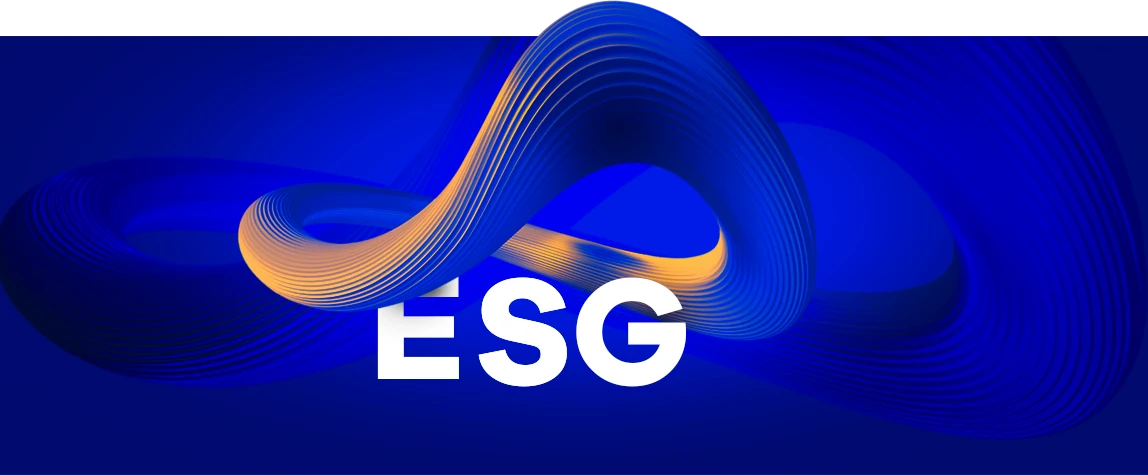 ASG logo with an abstract design in blue and orange in the background